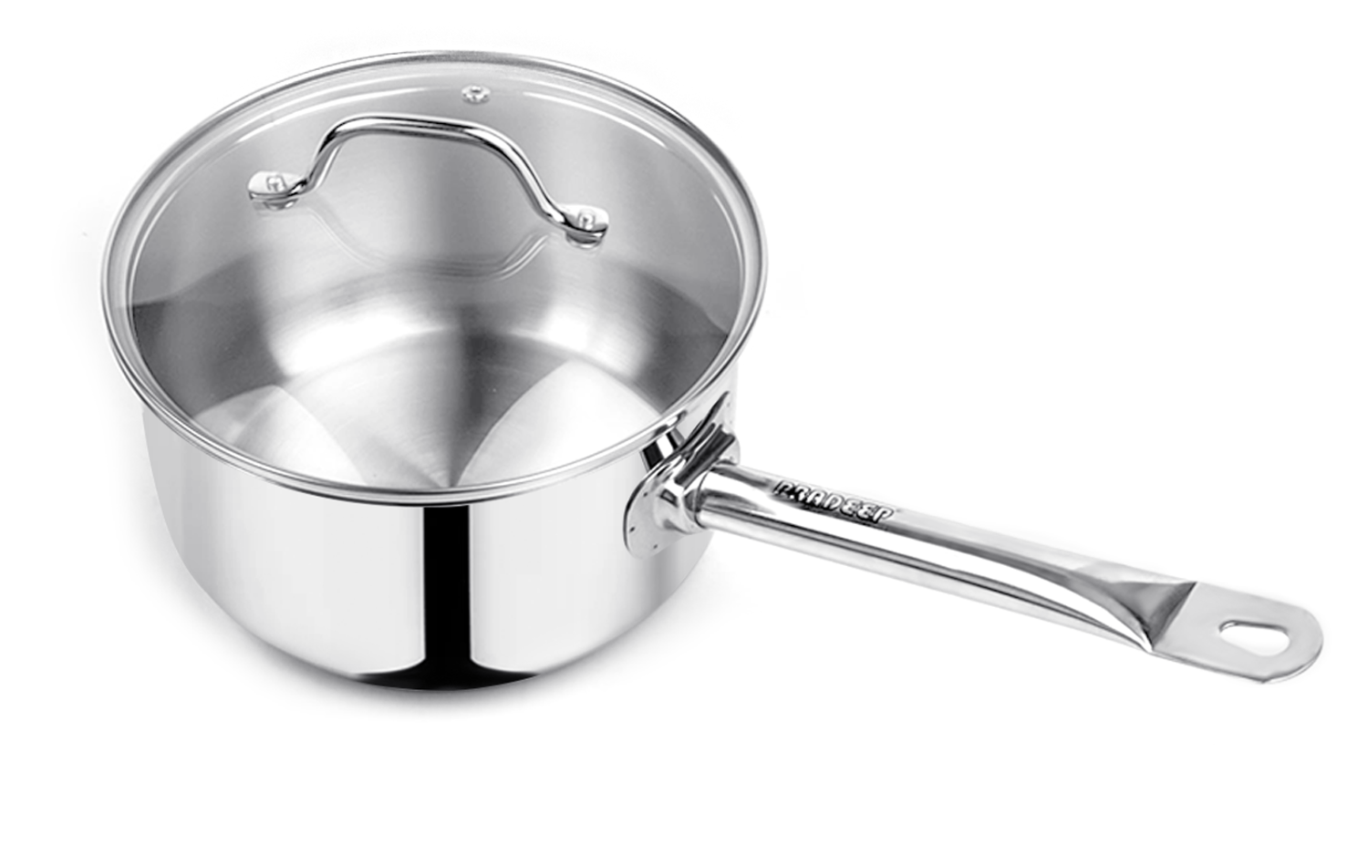 Pradeep Champion SS Sandwich Bottom with Glass Lid (Stara) Sauce Pan