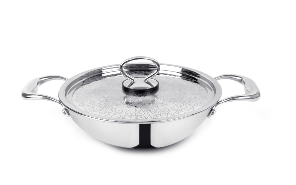 PRO PLUS - Triply Kadhai with SS Design lid (CASTING HANDLE)