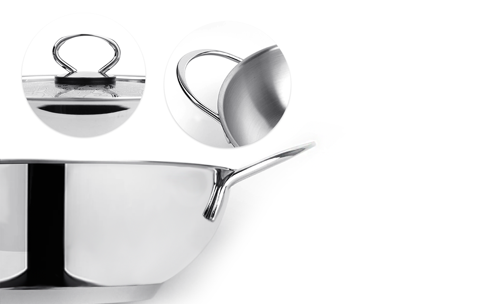 Pradeep Stainless Steel Sandwich Bottom Kadai (Delicia) with SS Design Lid
