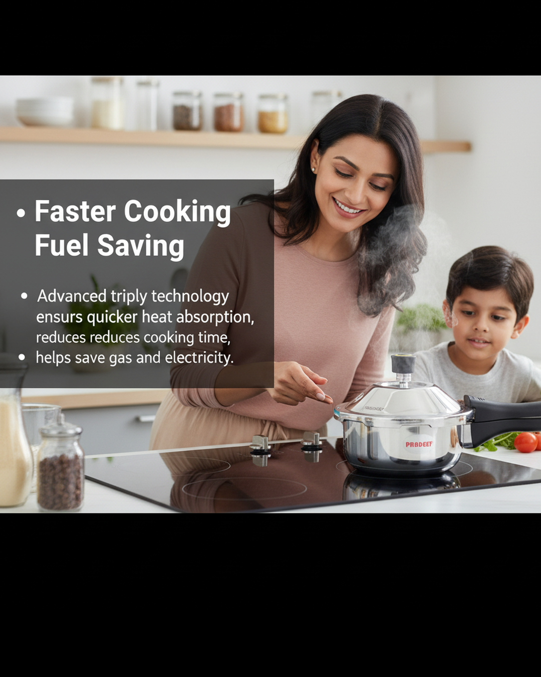 Pradeep IRA Trimate Triply Pressure Cooker - Smart Cooking/Durable/even heat distribution
