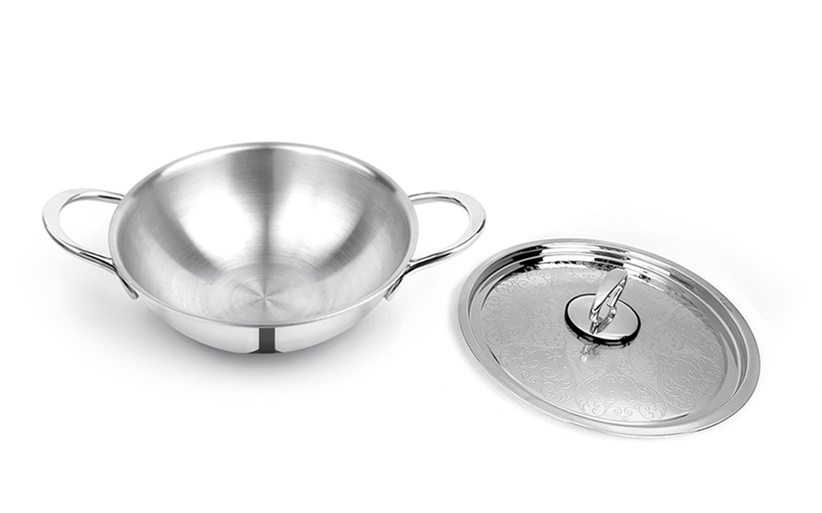 Pradeep Stainless Steel Triply Kadai with SS Design Lid (PROLINE)