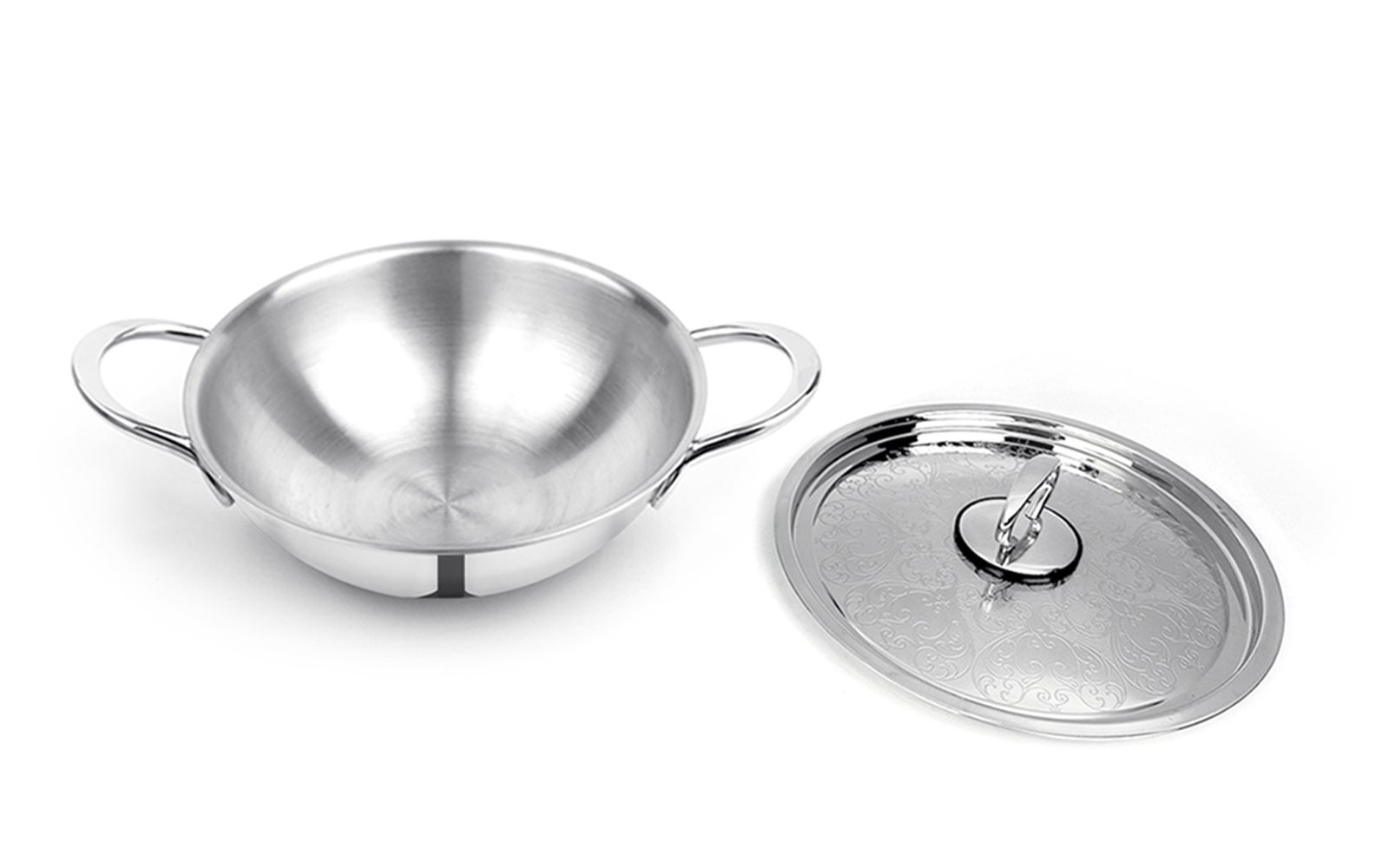 Pradeep Stainless Steel Triply Kadai with SS Design Lid (PROLINE)