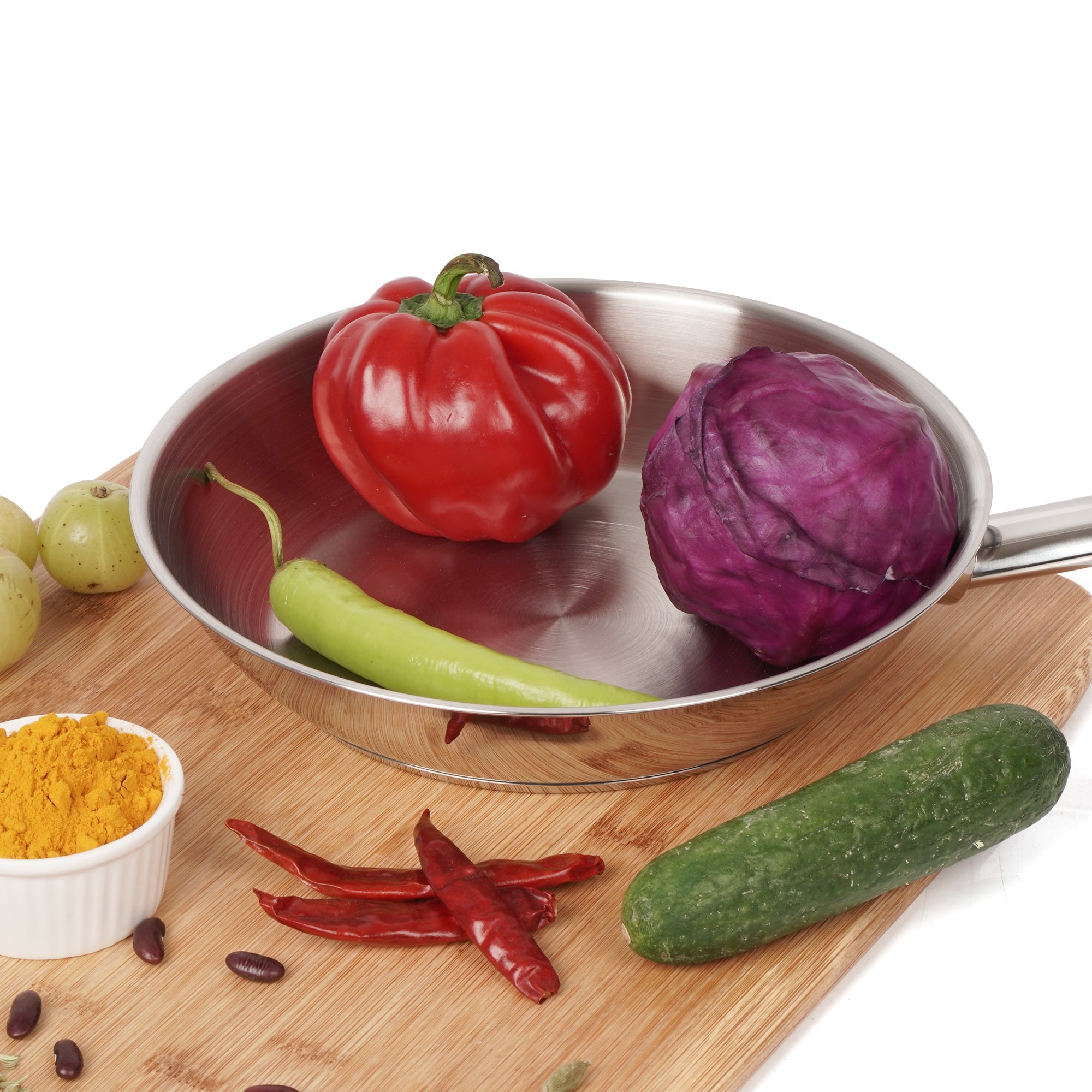Pradeep Delite Stainless Steel Frypan with Sandwich Bottom