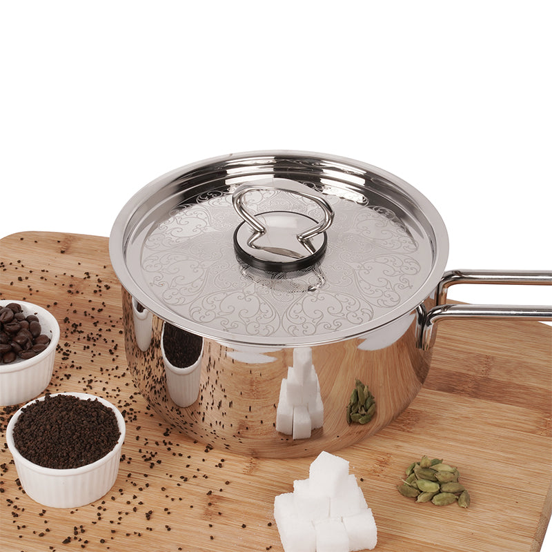 Pradeep Stainless Steel Saucepan with SS Design Lid (Proline)