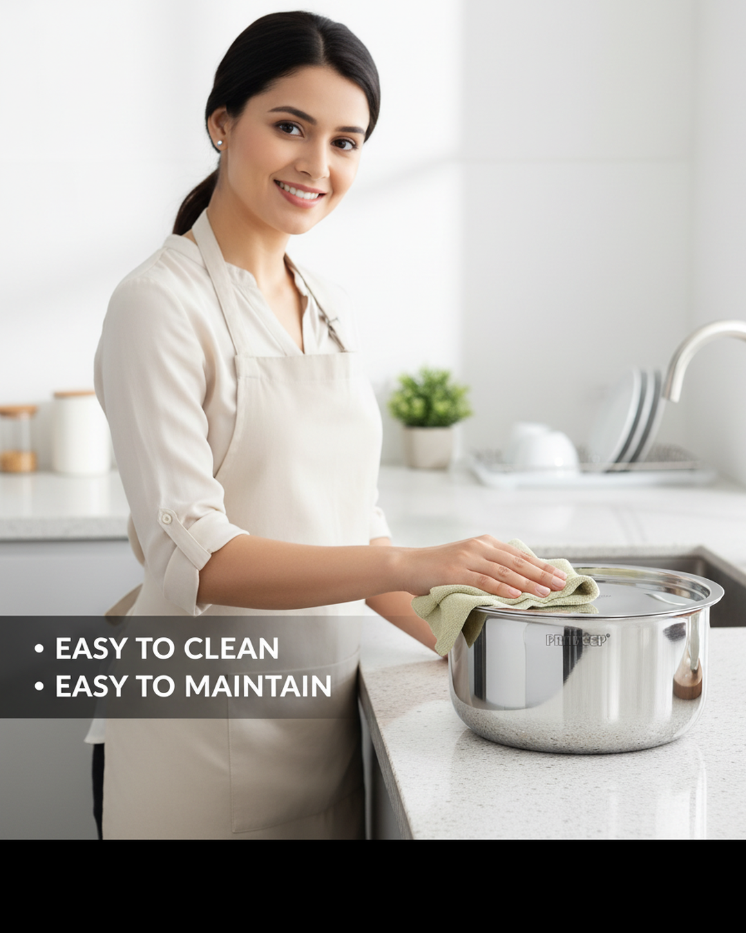 Pradeep Triply Stainless Steel Tope with Lid|Induction&Gas Compatible Patila|3Layer Base