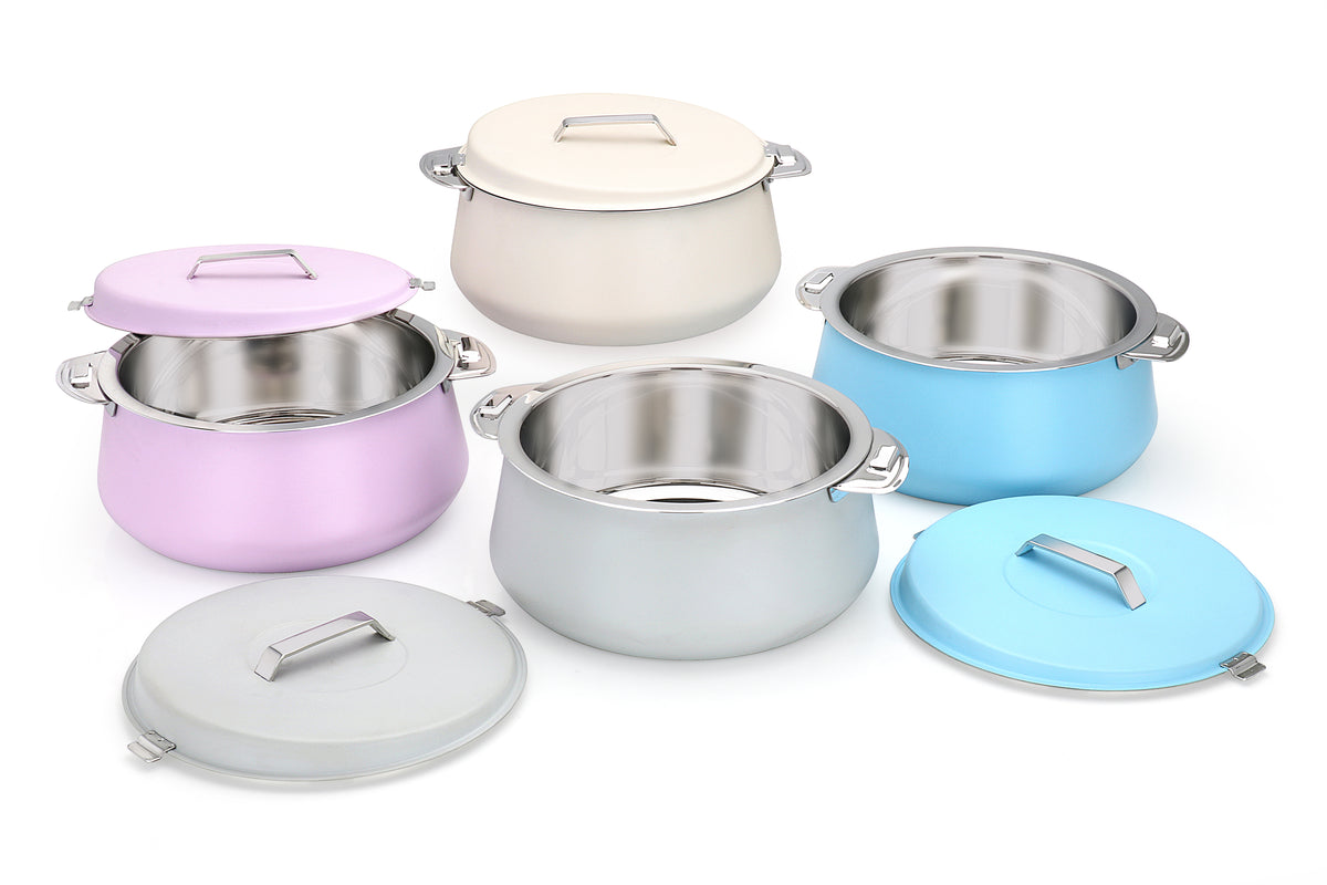 Pradeep Esteem Stainless Steel Insulated Serving Casserole, 1-Piece, Silver(PINK,BLUE, BEIGE,GREY)