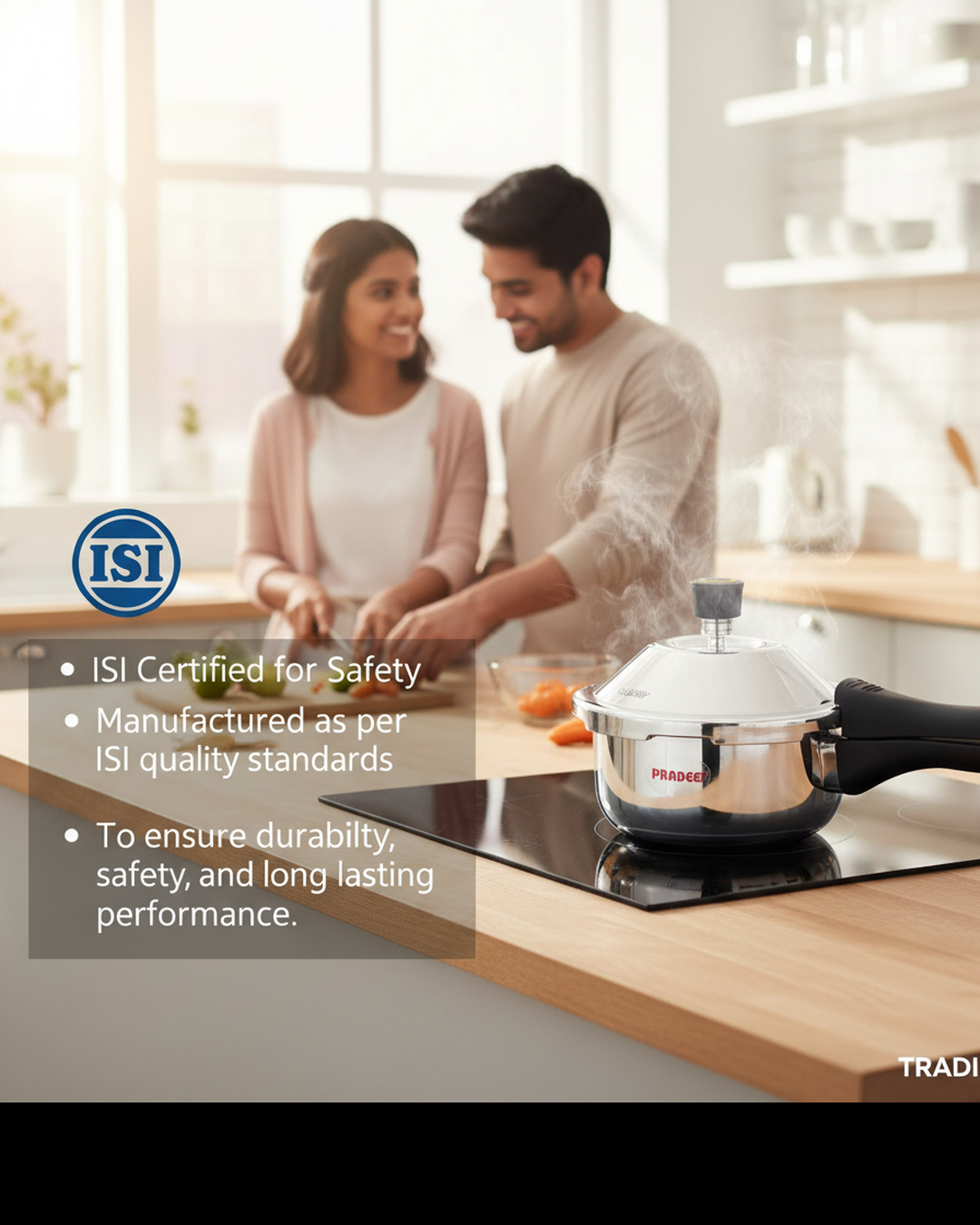 Pradeep IRA Trimate Triply Pressure Cooker - Smart Cooking/Durable/even heat distribution