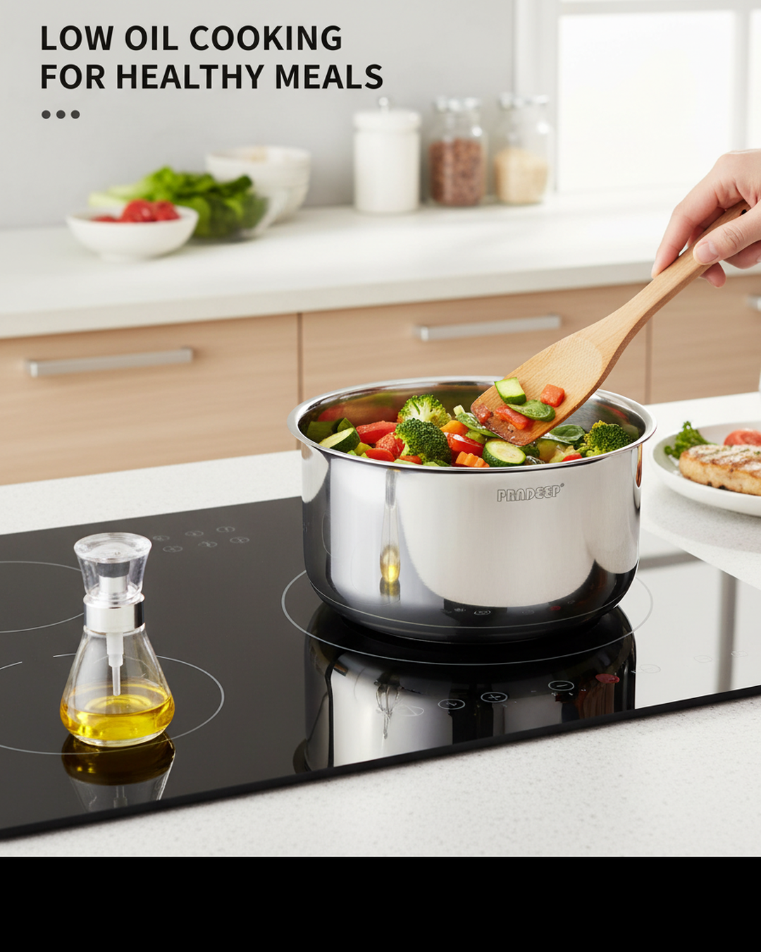Pradeep Triply Stainless Steel Tope with Lid|Induction&Gas Compatible Patila|3Layer Base