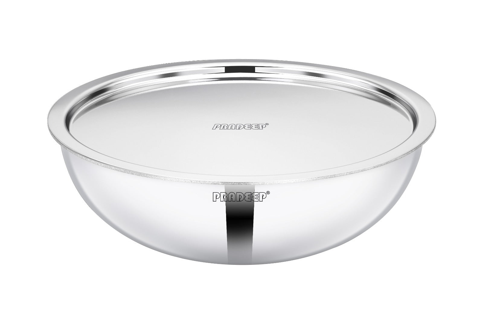 PRADEEP Triply Stainless Steel Tasla with SS Lid|3 Ply Tasla/Kadai/Wok|18/10 Food Grade