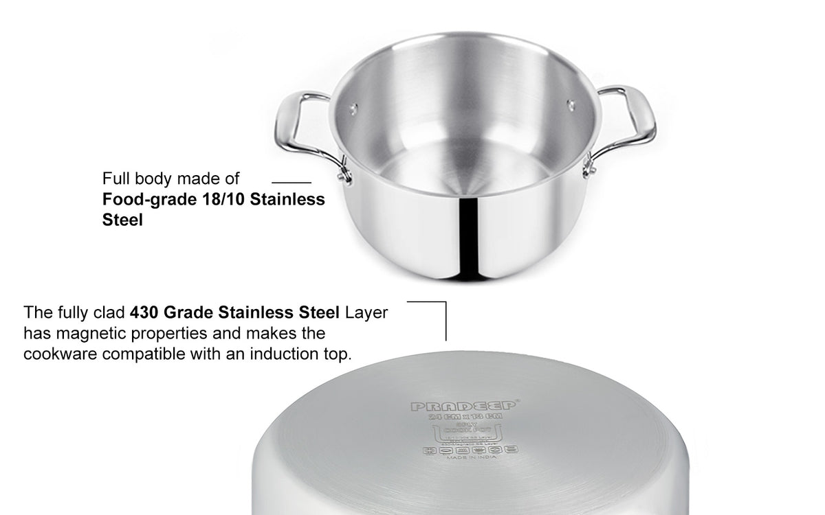 Pradeep Stainless Steel Triply Cookpot with SS Design Lid (Proplus)