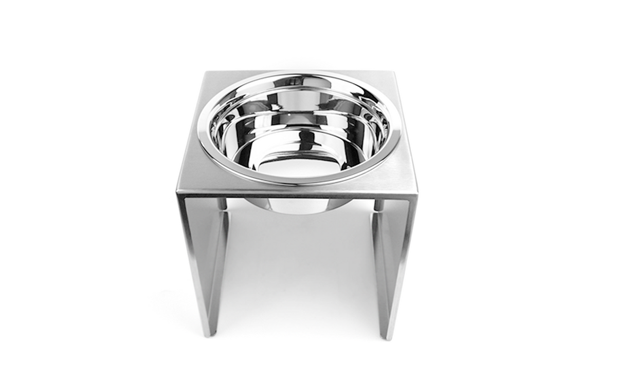 Pradeep Stainless Steel Single Diner Bowl with Stand for food and Water for Dogs and cats