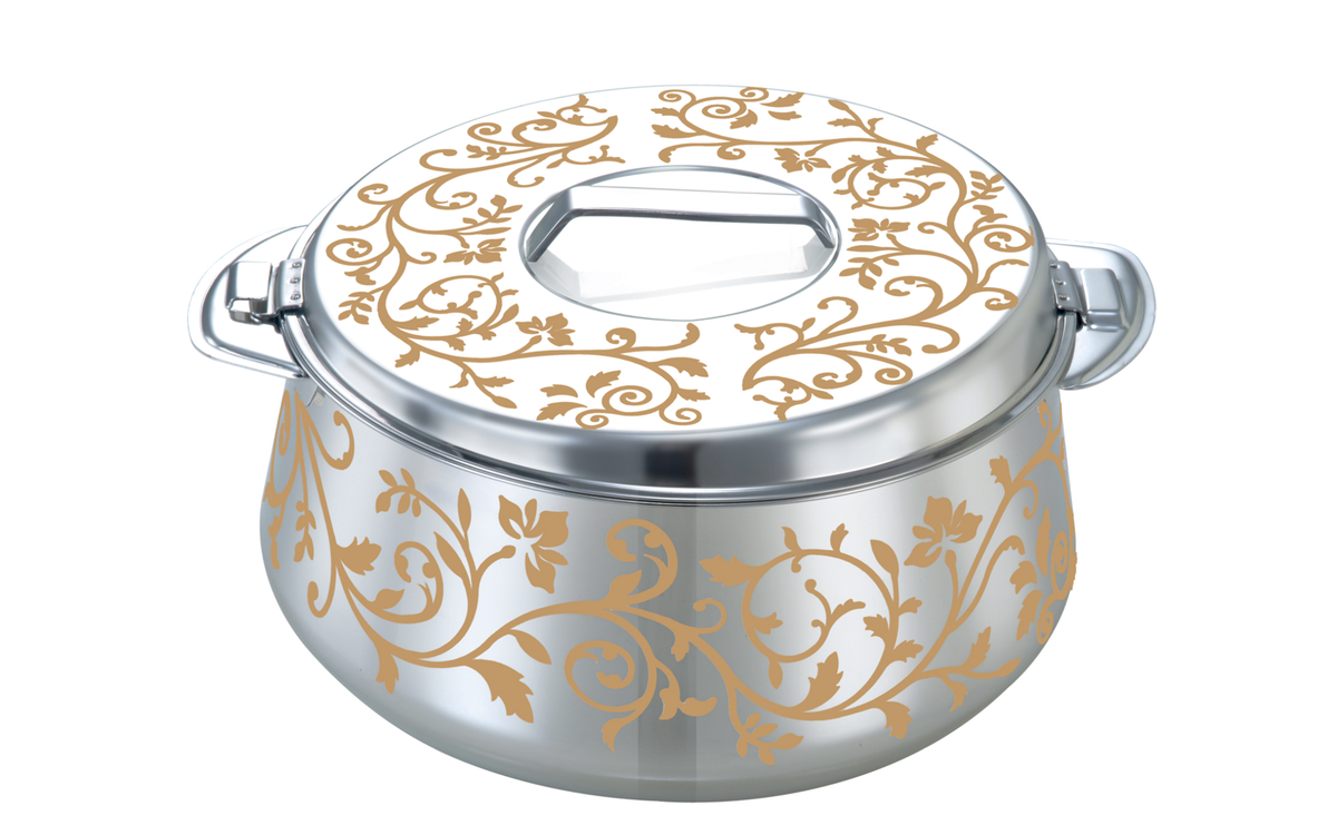 PRADEEP Esteem Stainless Steel Insulated Serving Casserole with Design Lid/Double Walled/Stainless Steel Casserole/Hot & Cold/Dishwasher Safe/Serving Casserole/BPA Free/Silver/7231-GOLD