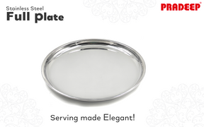 PRADEEP Stainless stell Heavy Gauge Dinner Plate with Mirror Finish/Serveware Plates/Snacks Plates/Thali Plates/Food Grade/Quarter Plates/Full Plates/Steel Serving Plate for Dinner