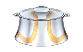 PRADEEP AVA Stainless Steel Insulated Serving Casserole with Design Lid/Double Walled/Stainless Steel Casserole/Hot & Cold/Dishwasher Safe/Serving Casserole/BPA Free/Easy to Carry/Silver-Gold