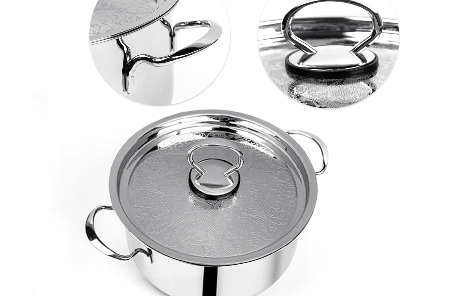 Pradeep Stainless Steel Sandwich Bottom Cookpot (Bello) with SS Design lid