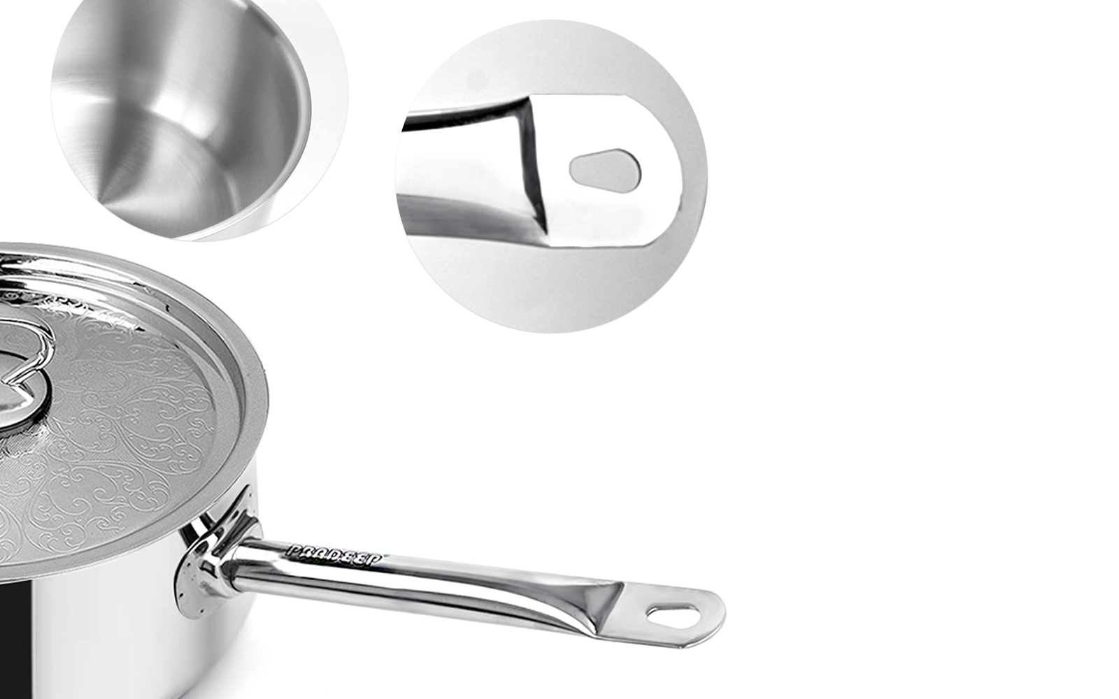 Pradeep Stainless Steel Sandwich Bottom Saucepan (STARA) with SS Design lid