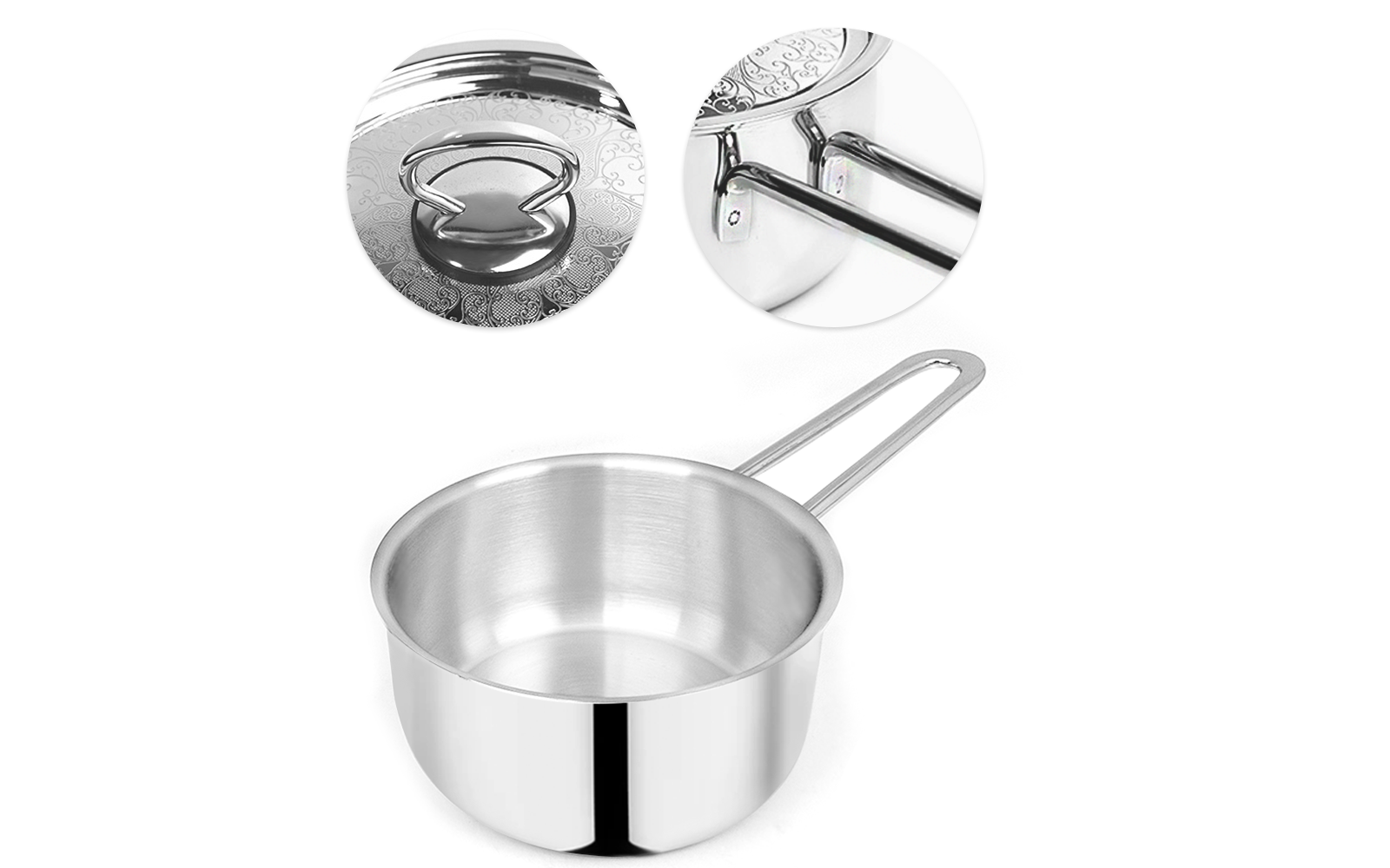Pradeep Stainless Steel Saucepan with SS Design Lid (Proline)