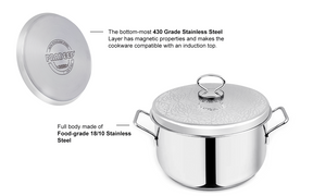 Pradeep Stainless Steel sandwich Bottom Cookpot (SANO) with SS Design lid