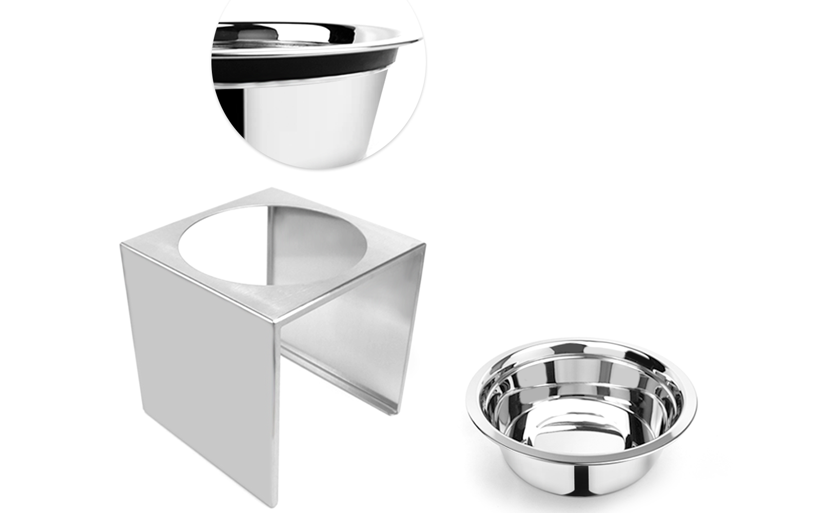 Pradeep Stainless Steel Single Diner Bowl with Stand for food and Water for Dogs and cats
