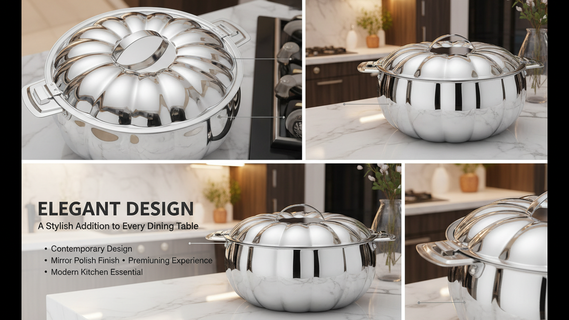 PRADEEP Diya Silver Stainless Steel Insulated Serving Casserole with Lid|Double Wall PUF Insulation|18/10 Food Grade Stainless Steel|Hot Pot|Hot Box|BPA Free| Dishwasher Safe