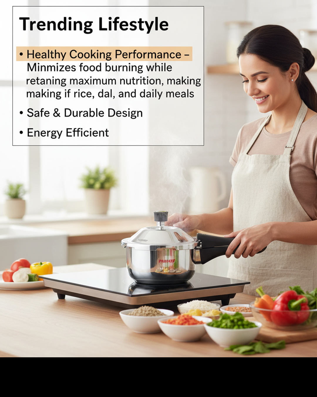 Pradeep IRA Trimate Triply Pressure Cooker - Smart Cooking/Durable/even heat distribution