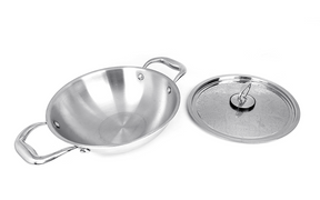 PRO PLUS -  Triply Kadhai with SS  Design lid (CASTING HANDLE)