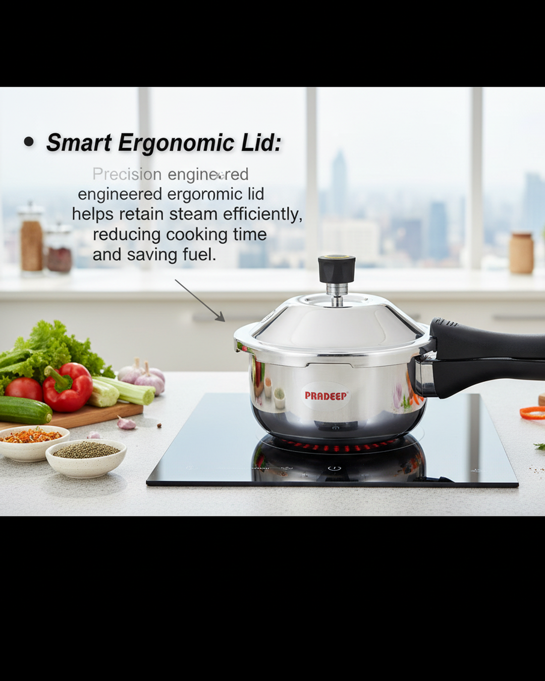 Pradeep IRA Trimate Triply Pressure Cooker - Smart Cooking/Durable/even heat distribution