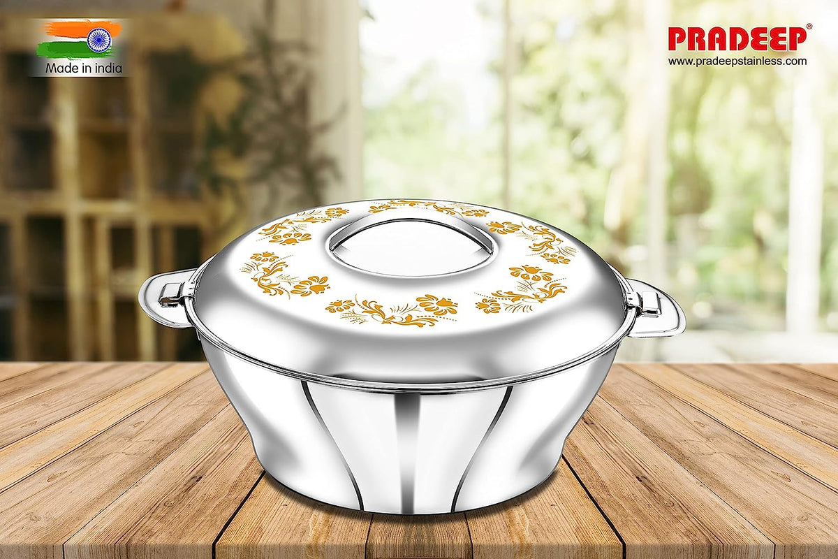 Pradeep Bloom Stainless Steel Insulated Serving Casserole with Design Lid