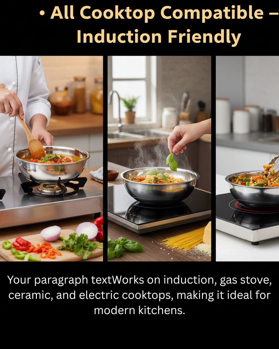 PRADEEP Triply Stainless Steel Tasla with SS Lid|3 Ply Tasla/Kadai/Wok|18/10 Food Grade