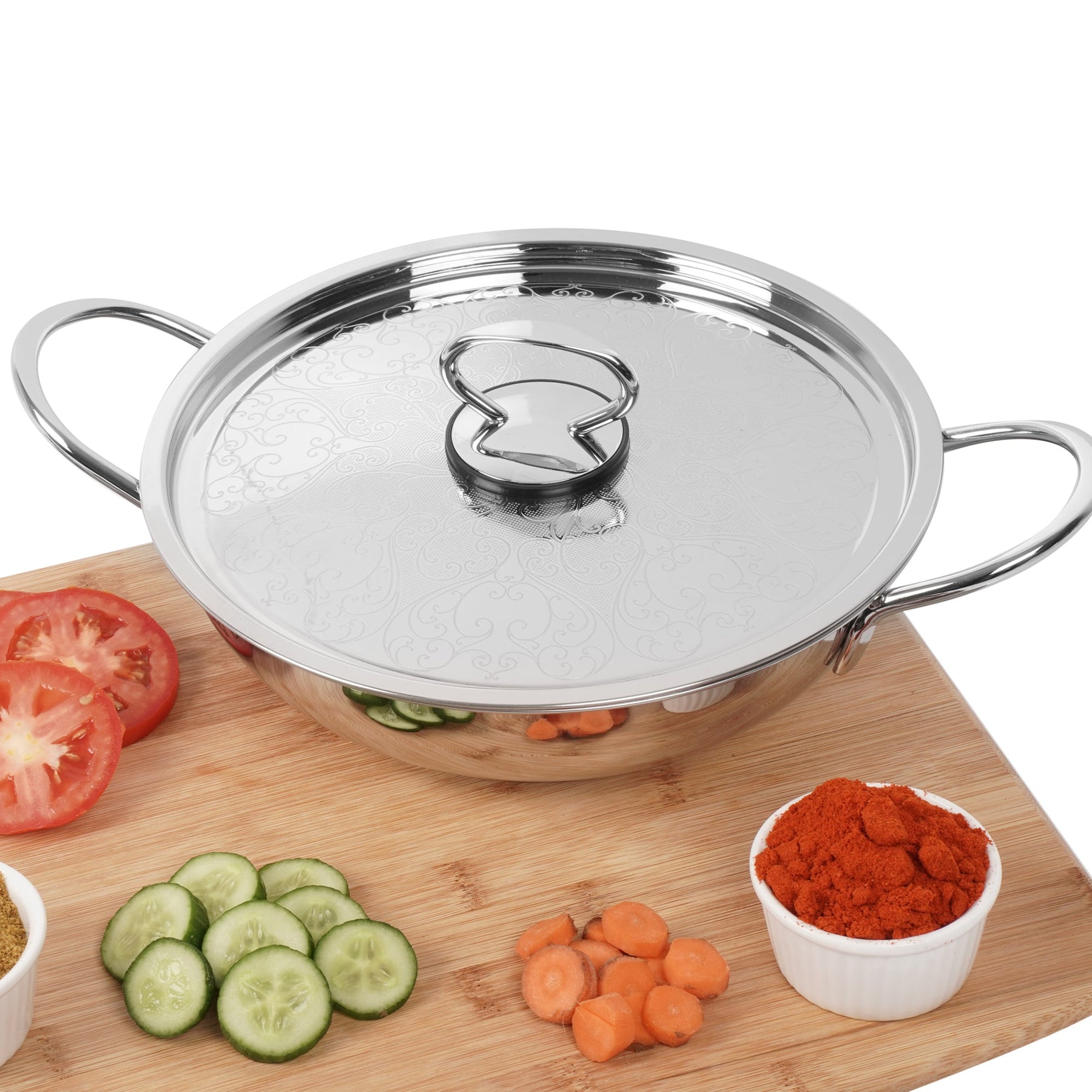 Kadai Stainless Steel with Stainless Steel Lid Sandwich Bottom