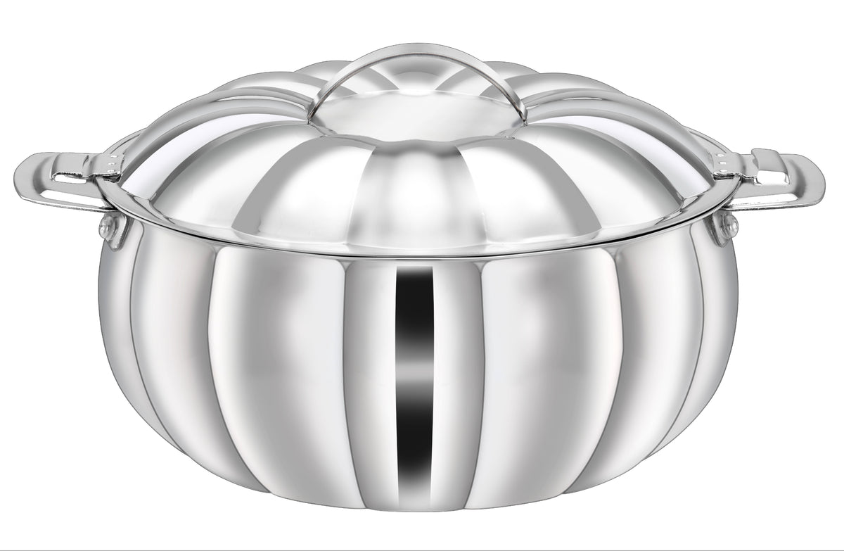 PRADEEP Diya Silver Stainless Steel Insulated Serving Casserole with Lid|Double Wall PUF Insulation|18/10 Food Grade Stainless Steel|Hot Pot|Hot Box|BPA Free| Dishwasher Safe