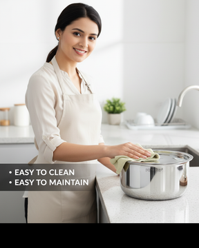 Pradeep Triply Stainless Steel Tope with Lid|Induction&Gas Compatible Patila|3Layer Base