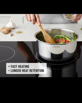 Pradeep Triply Stainless Steel Tope with Lid|Induction&Gas Compatible Patila|3Layer Base