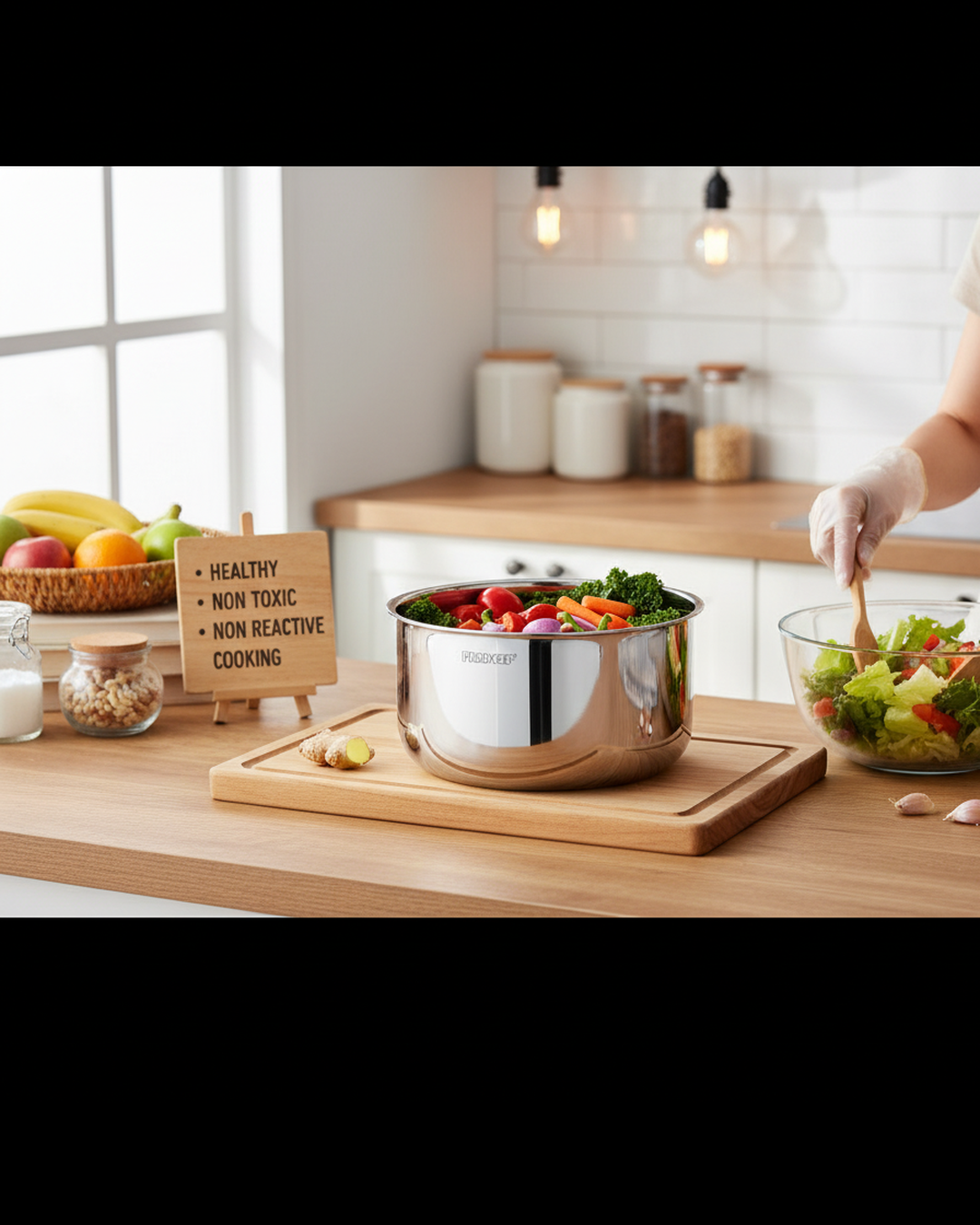 Pradeep Triply Stainless Steel Tope with Lid|Induction&Gas Compatible Patila|3Layer Base