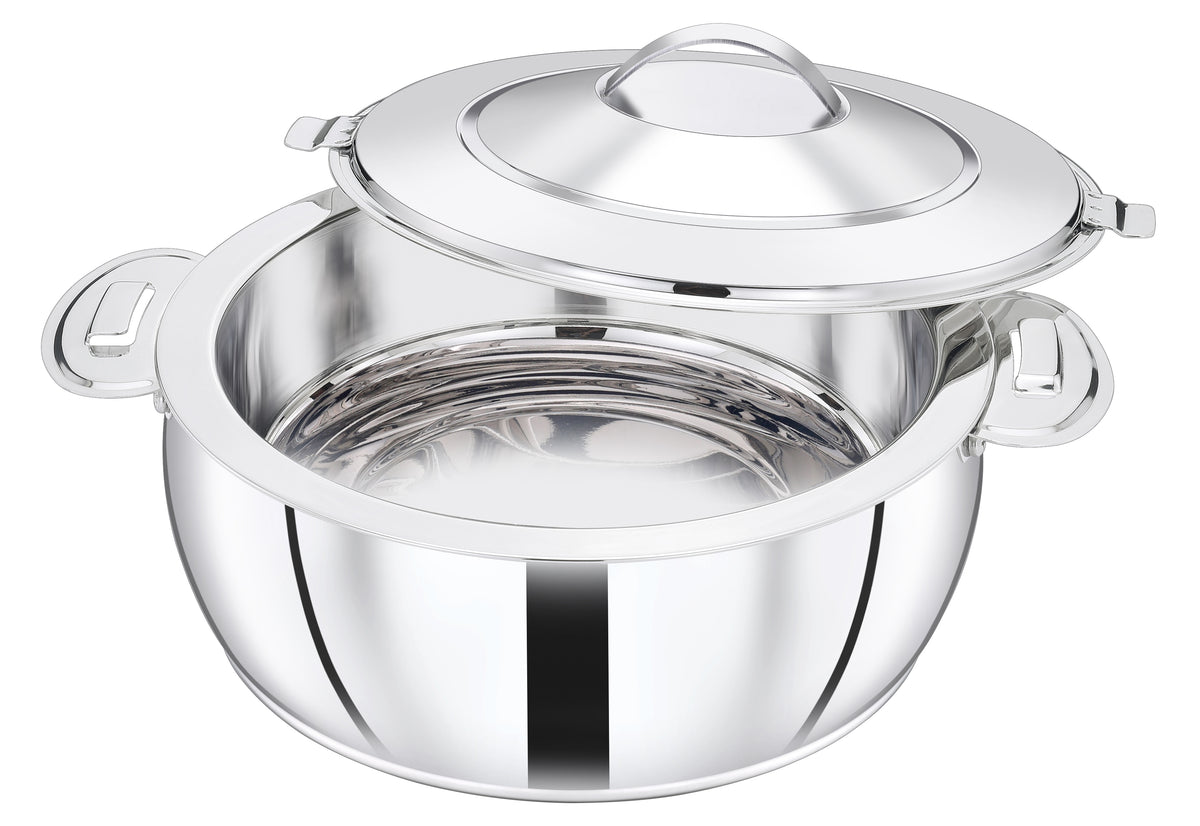 PRADEEP Paros Stainless Steel Insulated Casserole Hotpot | Double Wall PUF Thermal Insulation | Twist Lock Steel Lid | Hot Case Hot Box for Roti, Chapati, Rice & Gravy