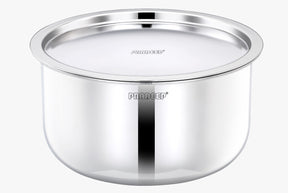 Pradeep Triply Stainless Steel Tope with Lid|Induction&Gas Compatible Patila|3Layer Base