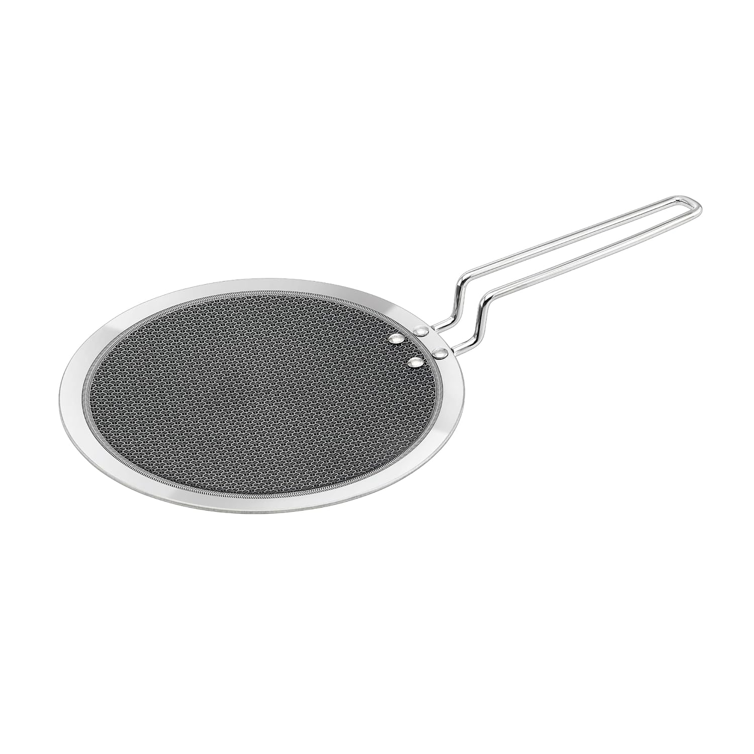 PRADEEP Stainless Steel Triply Non-Stick Honeycomb Roti Tawa 28cm|Concave Style|SS Riveted Handle|Gas & Induction Base|for Chapati,Naan, Dosa,Uthappam...