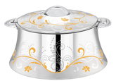 PRADEEP AVA Stainless Steel Insulated Serving Casserole with Design Lid/Double Walled/Stainless Steel Casserole/Hot & Cold/Dishwasher Safe/Serving Casserole/BPA Free/Easy to Carry/Silver-Gold