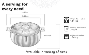 DIYA Stainless Steel Insulated Serving Casserole with Design Lid/Double walled/Stainless steel Casserole/Hot & Cold/ Dishwasher Safe/Serving Casserole/ BPA Free/Silver-7236 SILVER