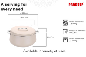 Pradeep Esteem Stainless Steel Insulated Serving Casserole, 1-Piece, Silver(PINK,BLUE, BEIGE,GREY)