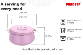 Pradeep Esteem Stainless Steel Insulated Serving Casserole, 1-Piece, Silver(PINK,BLUE, BEIGE,GREY)
