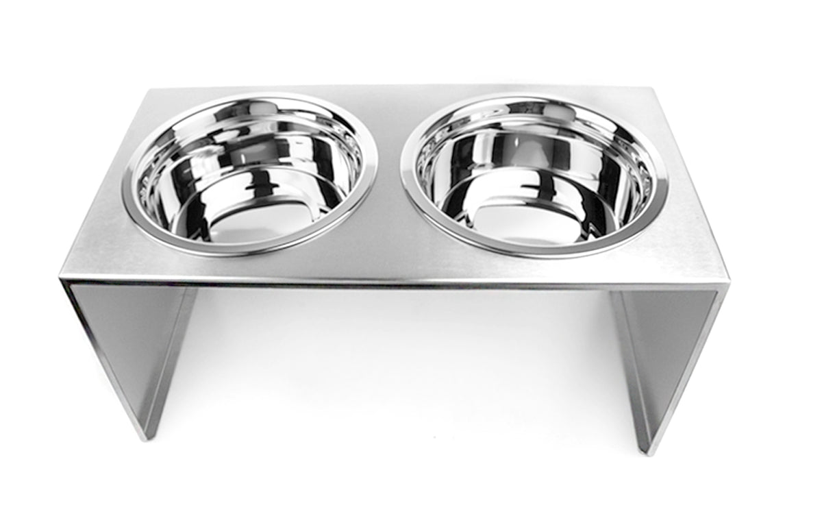 Pradeep Stainless Steel Double Diner Bowl with Stand for food and Water for Dogs and cats